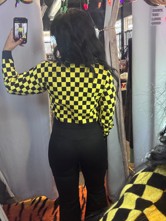 Iowa Checkerboard Cropped
Crew Sweater