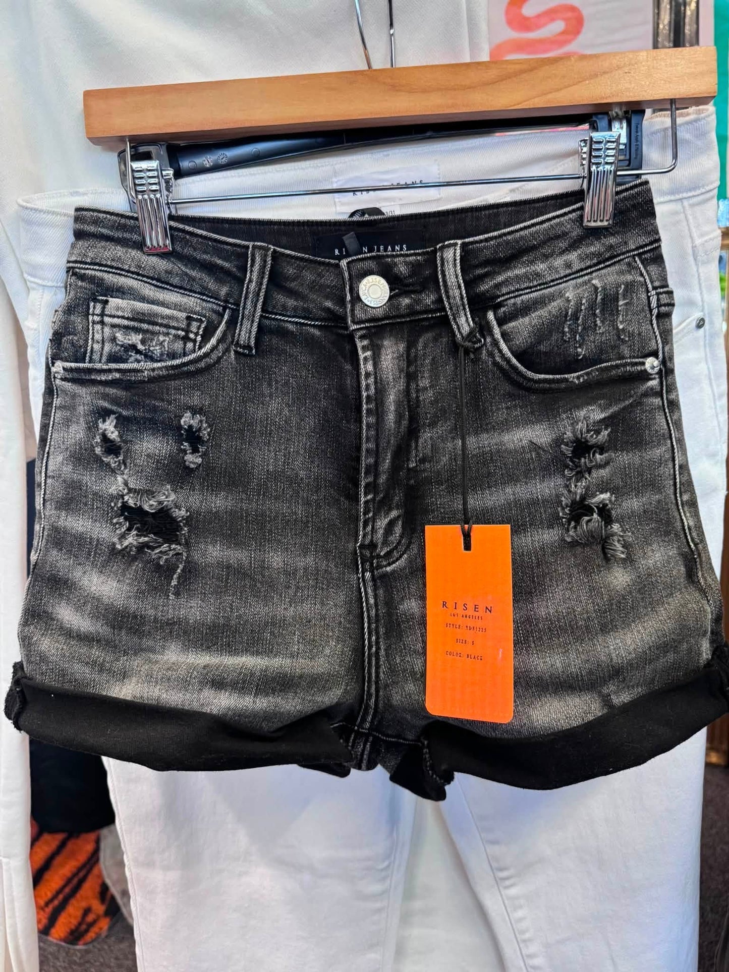 Risen Black Denim Shorts