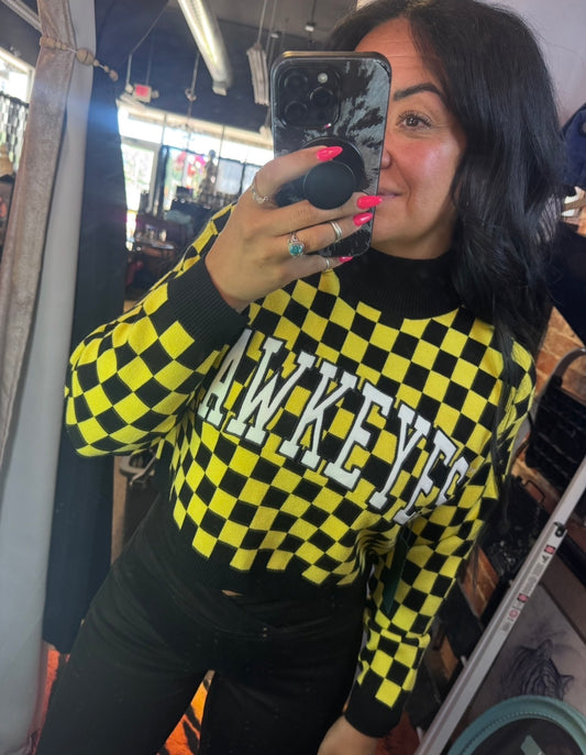 Iowa Checkerboard Cropped
Crew Sweater