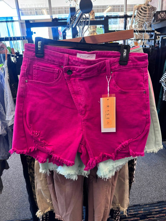 Risen Fuchsia Denim Shorts