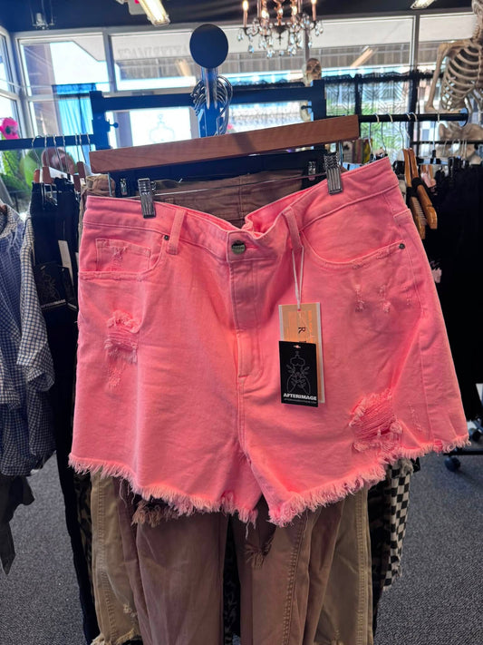 Plus Risen Neon Corral Denim Shorts